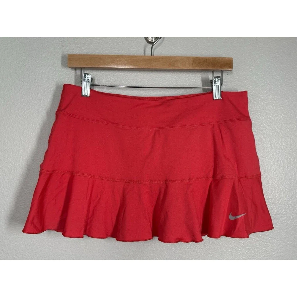 Nike Womens Flirty Knit‎ Skirt Skort Coral Dri-Fit Tennis Golf Size L Pickleball
